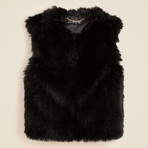 J. Crew Elegant Black Faux Fur Vest